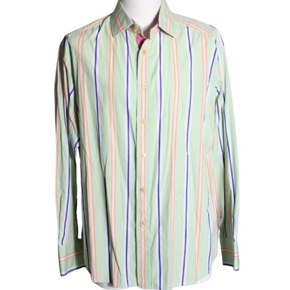 Robert Graham SZ XL Men's Long Sleeve Striped Cotton Button Up Shirt